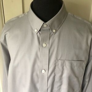 Duluth Trading Wrinkle fighter Shirt Gray cotton button down long sleeve NWT